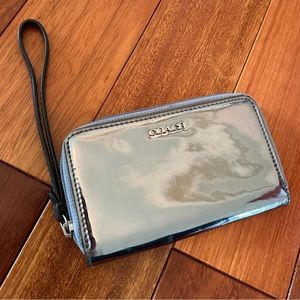Silver Coach Zipper Wallet/Wristlet
